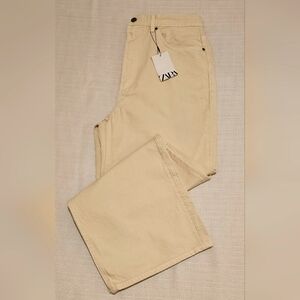 Zara Wide Leg Denim/Jeans, Size:8, Color:Cream, NWT